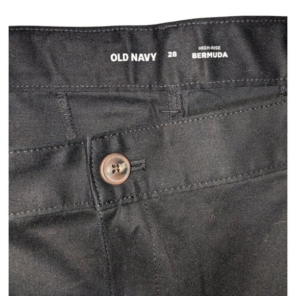Old Navy Womens Black High-Rise Bermuda Shorts Size 28 With Adjustable Waist & B - Picture 3 of 10